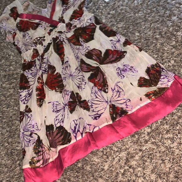 NWT Hale Bob pink butterfly-patterned long blouse, size S. - Picture 7 of 10